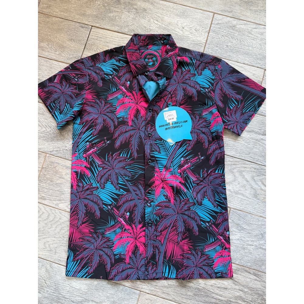 Retro Rifle High Crown V2 Shirt Mens Small Hawaiian Tropical Print NWT Beach